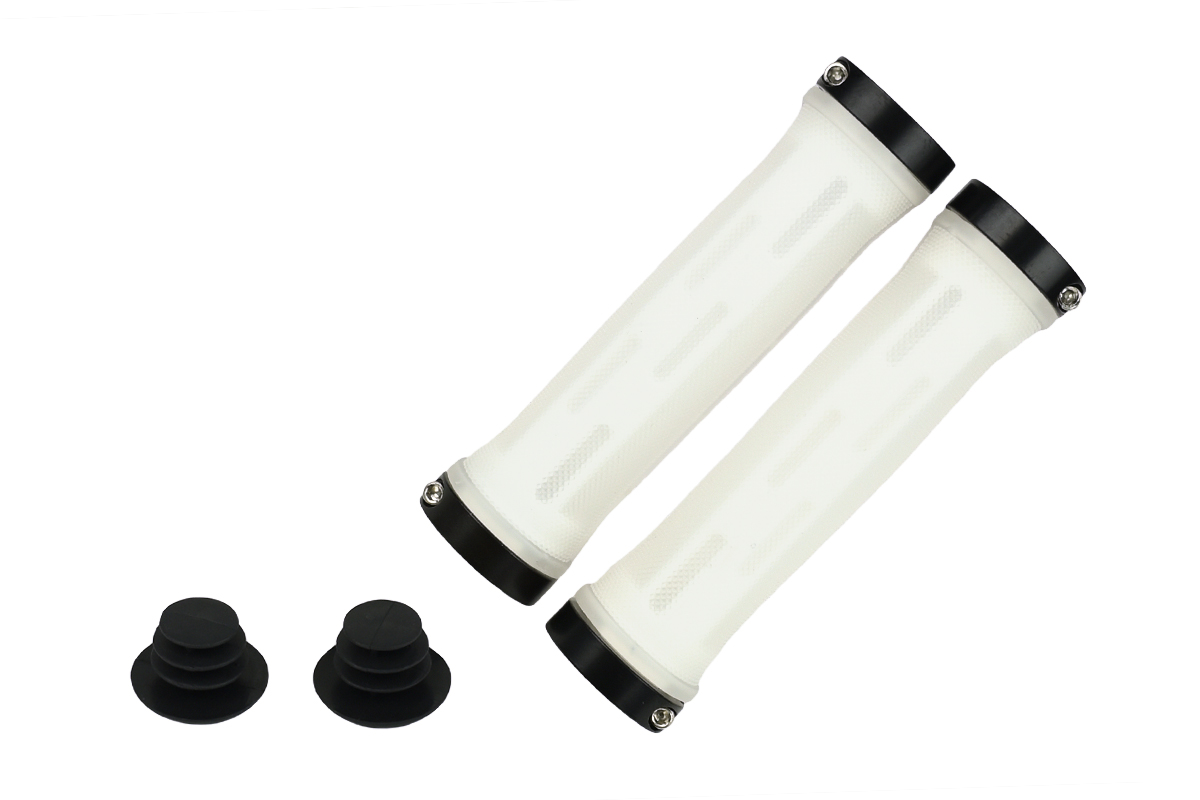 Грипсы MTB HL-G309, 130мм, с 2 грипстопами, под шестигранник, белые Грипсы MTB HL-G309, 130мм, с 2 грипстопами, под шестигранник, белые