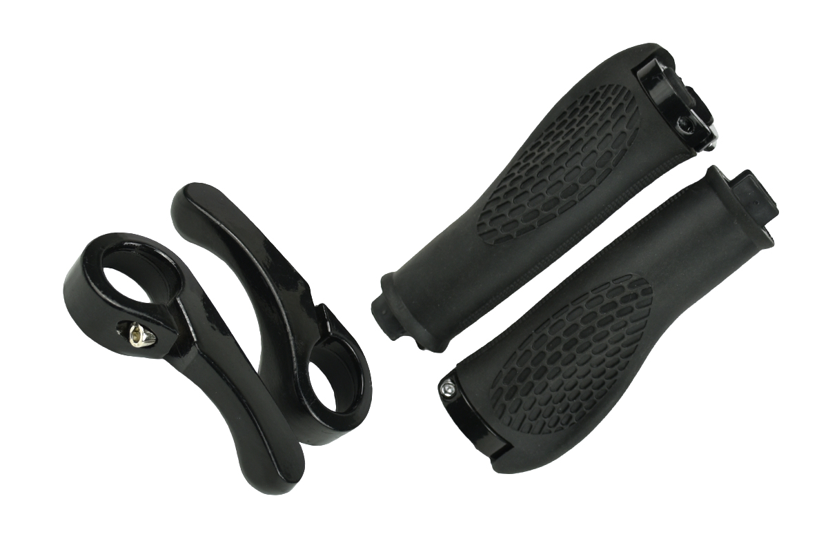 Грипсы MTB HL-GB311 130mm, эргономические, с рогами, пластик-резина, с грипстопом, черные Грипсы MTB HL-GB311 130mm, эргономические, с рогами, пластик-резина, с грипстопом, черные