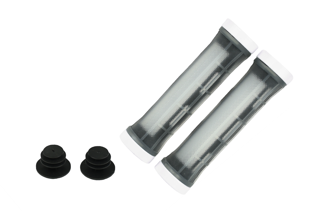 Грипсы MTB HL-G309, 130мм, с 2 грипстопами, под шестигранник, черные-серебристые Грипсы MTB HL-G309, 130мм, с 2 грипстопами, под шестигранник, черные-серебристые