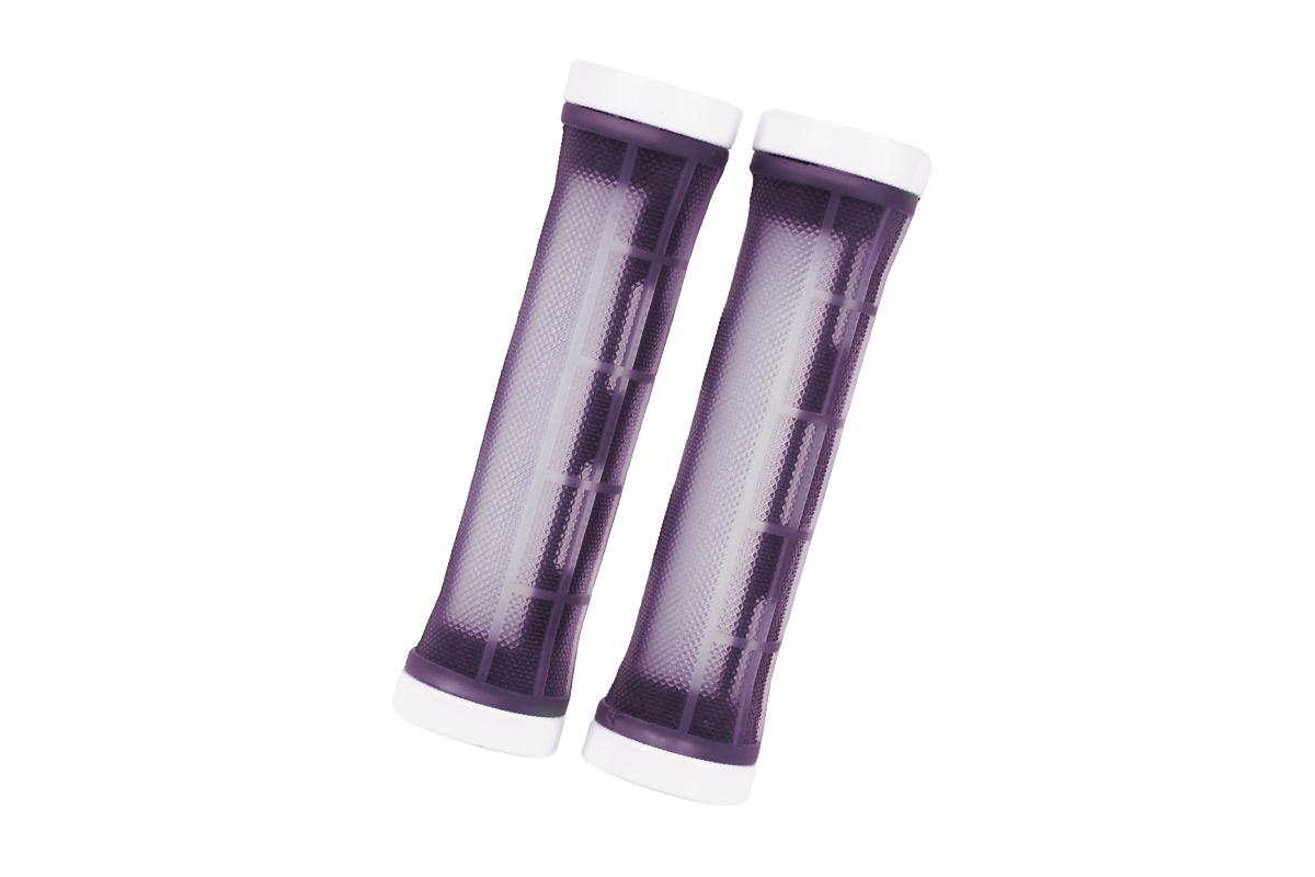 Грипсы MTB HL-G309, 130мм, с 2 грипстопами, под шестигранник, фиолетовые Грипсы MTB HL-G309, 130мм, с 2 грипстопами, под шестигранник, фиолетовые