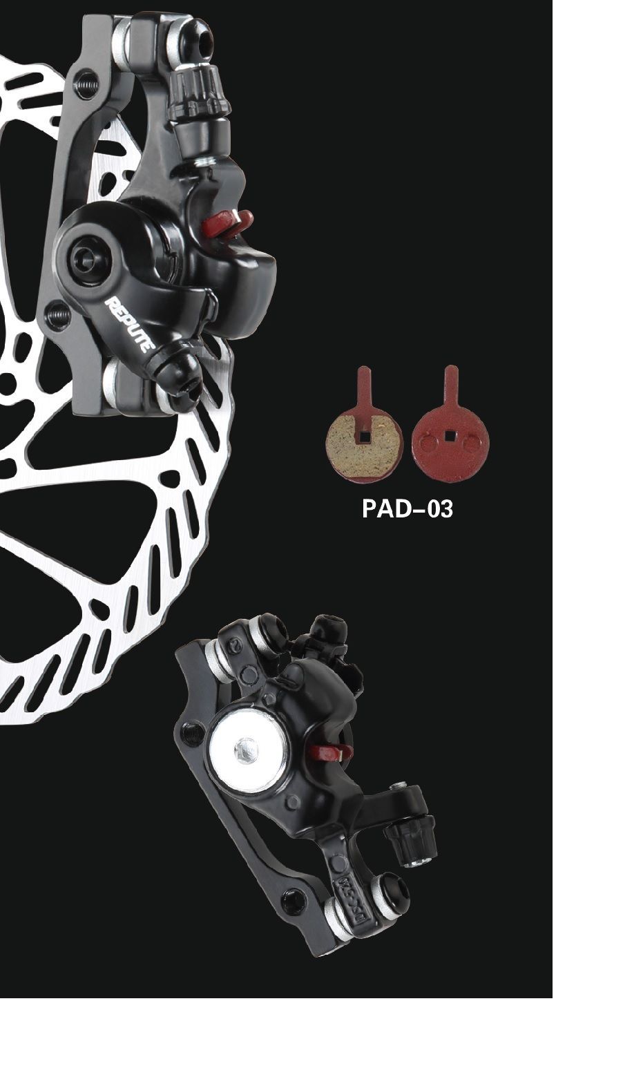 Тормоз дисковый механический задний Repute DSC-520R,шоссе,ротор160\140мм,(pad03),без ротора,черный Тормоз дисковый механический задний Repute DSC-520R,шоссе,ротор160\140мм,(pad03),без ротора,черный