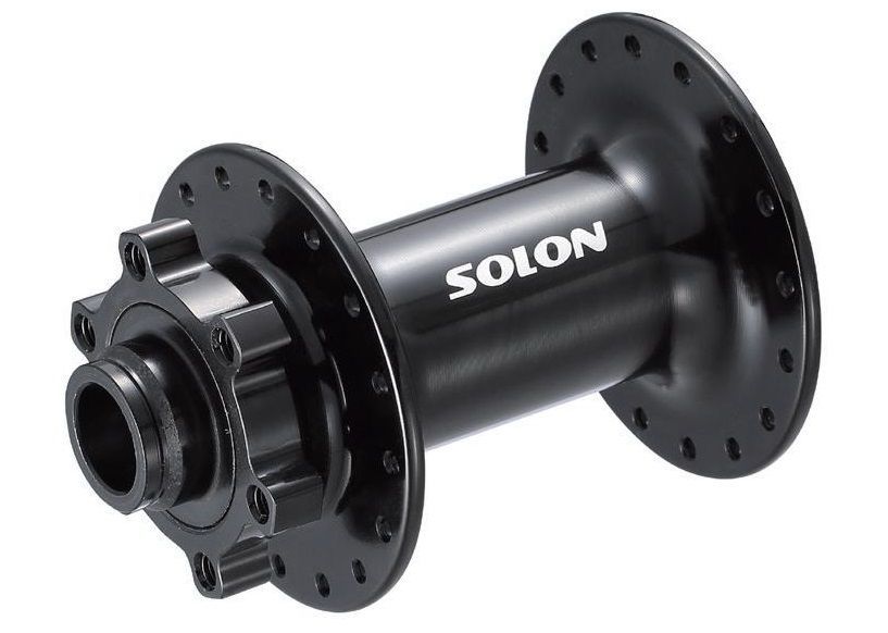 Втулка передняя Solon DH908TF BOOST 32H DISC M15*110mm, ось 15мм, крепление IS6, 2 промподшипника, черная Втулка передняя Solon DH908TF BOOST 32H DISC M15*110mm, ось 15мм, крепление IS6, 2 промподшипника, черная
