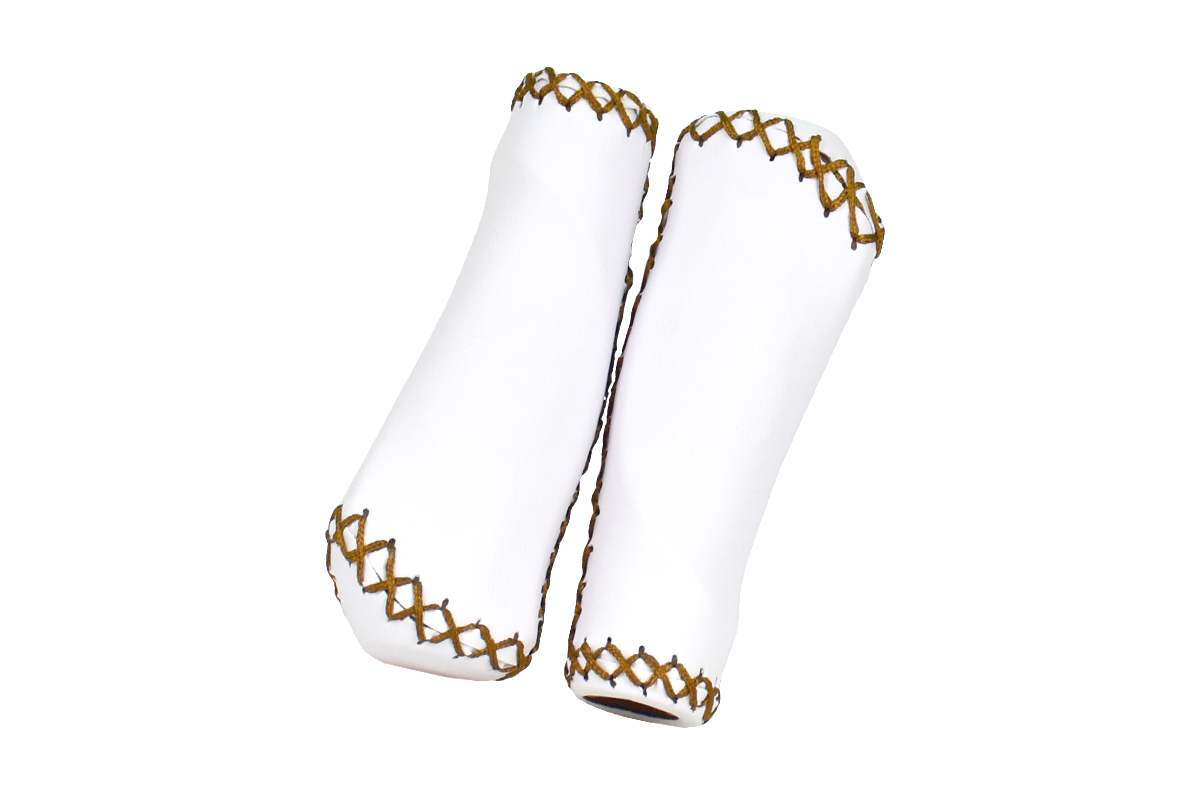 Грипсы MTB HL-GB310 135mm, эргономические, резина\кожзам, белые Грипсы MTB HL-GB310 135mm, эргономические, резина\кожзам, белые